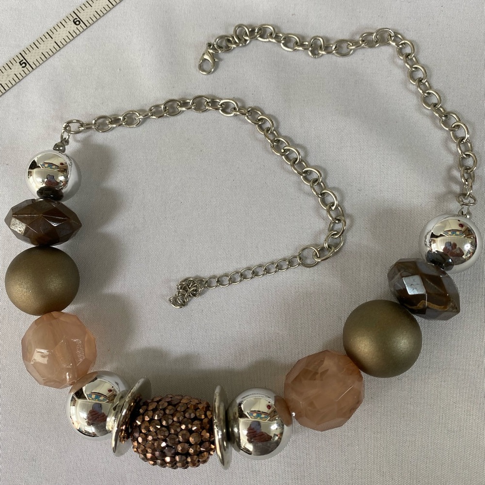 Neutral Tone Bead Statement Necklace - image 6